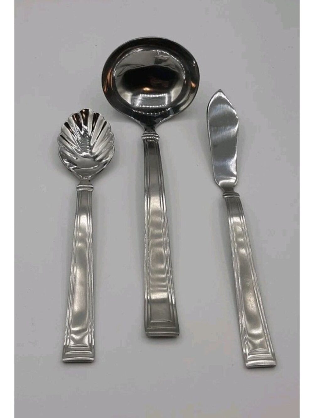 Vtg Hampton Silversmiths PORTFOLIO Satin Stainless Flatware 3 Serving Pieces